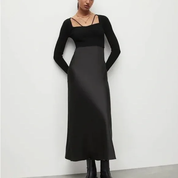 green emerald velvet dress AllSaints Womens LILI Maxi Dress Black 0 at Amazon Women's Clothing store
